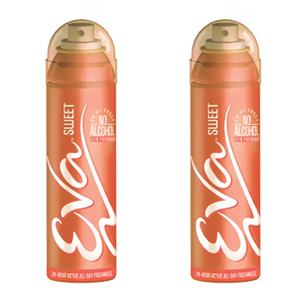 Eva Perfumed Deodrant Skinfriendly Body Spray For Woman, Sweet, 150ml ( Pack of 2)