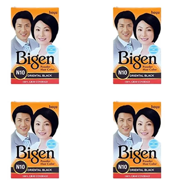 Bigen Powder Hair Color, Oriental Black, N10 (6g, Pack of 4)