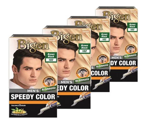 Bigen Men's Speedy Color, Brown Black 102, 80g (Pack of 4)