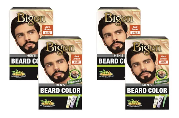 Bigen Men's Beard Color, Dark Brown B103, 40g (Pack of 4)