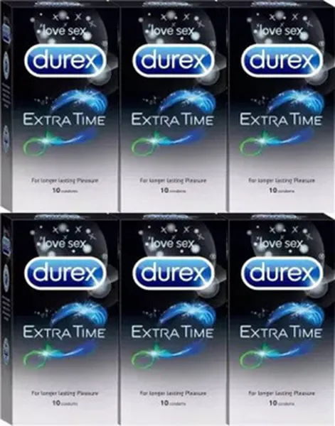 Durex Condoms, Extra Time 10s-6N (Pack of 6)