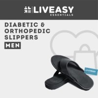 Liveasy Essentials Men's Diabetic & Orthopedic Slippers - Black - Size Uk 8 / Us 9