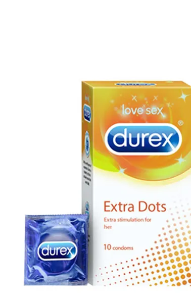 Durex Condoms, Extra Time 3s-2N, Extra Dots 3s-2N (Pack of 4)