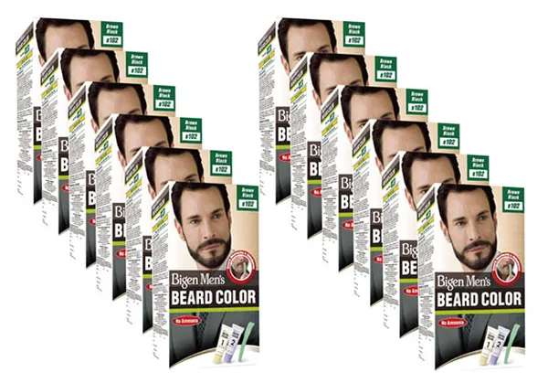 Bigen Men's Beard Color, Brown Black B102, 40g (Pack of 12)
