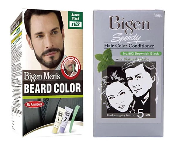 Bigen Men's Beard Color, Brown Black B102, 40g & Bigen Speedy Hair Color Brownish Black 882, 80g
