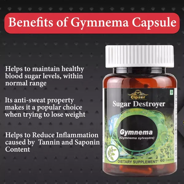 Cipzer Gymnema Capsule |Helps you fight sugar cravings and lower high blood sugar levels(Pack of 1)-60 Capsule