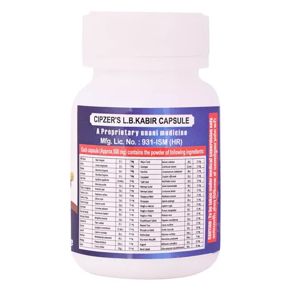 Cipzer L.B.Kabir Capsule | Used in the treatment of spermatorrhea, impotence, premature ejaculation, oligospermia, and loss of libido(Pack of 1)-60 Capsules