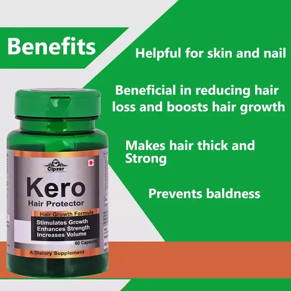 Cipzer Kero Hair Protector Capsules|Beneficial in reducing hair loss and boosts hair growth(Pack of 1)-60 Capsules