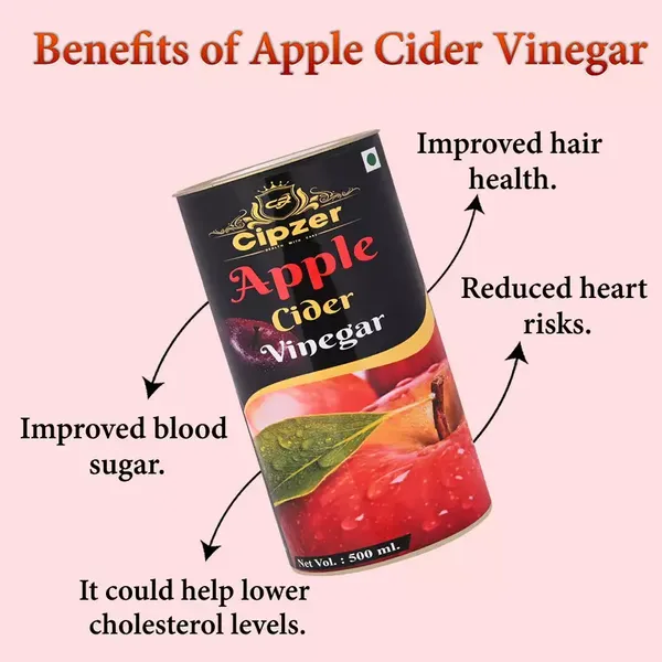 Cipzer Apple Cider Vinegar | Helps in weight loss (Pack of 1)-500 ml