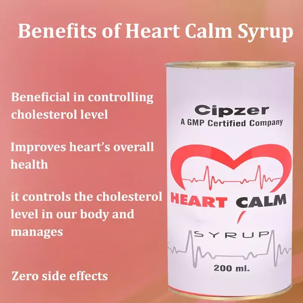 Cipzer Heart Calm Syrup| Beneficial in hypertension, blocked veins and blood clotting(Pack of 1)-500 ml