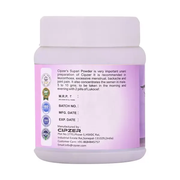 Cipzer Supari Powder | It is recommended in leucorrhoea, excessive menstrual, backache and joint pain(Pack of 1)-150 gm