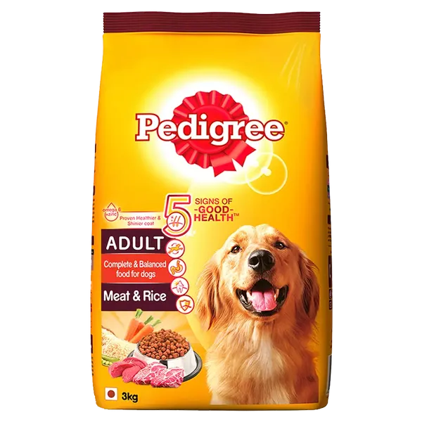 PEDIGREE DOG FOOD ADULT MEAT/RICE 3KG