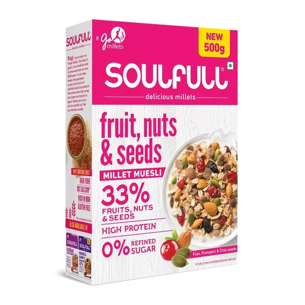 SOULFULL MILLET MUESLI FRUIT/NUTS/SEEDS 500GM
