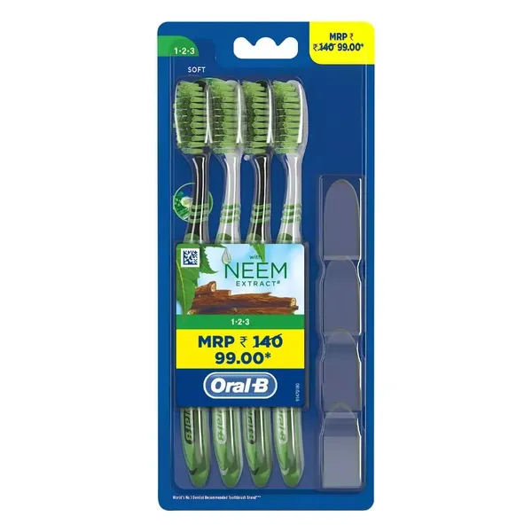 ORAL B T/BRUSH 123 NEEM EXTRACT S 4PC