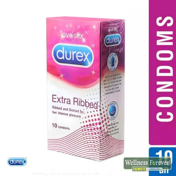 DUREX LOVE SEX EXTRA RIBBED CONDOMS - 10 COUNT