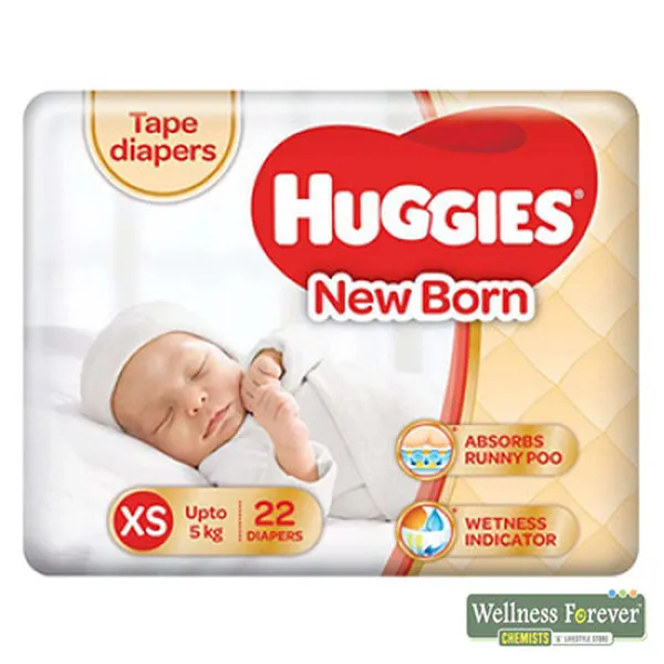 HUGGIES 22-PIECES NEW BABY TAPED DIAPERS - EXTRA LARGE 5 KG