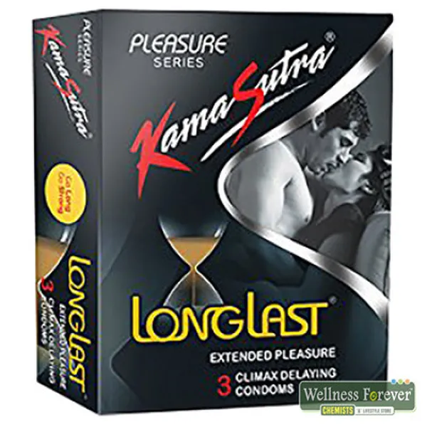 KAMASUTRA LONGLAST CLIMAX DELAYING CONDOMS - 3 COUNT