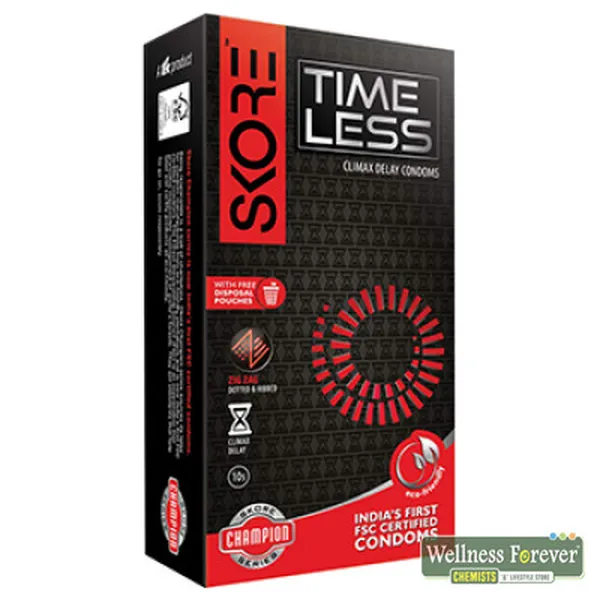 SKORE TIME LESS CLIMAX DELAY CONDOMS - 10 COUNT
