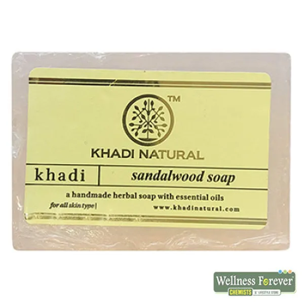 KHADI NATURAL SANDALWOOD HANDMADE SOAP - 125GM