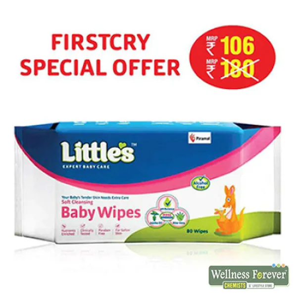 LITTLE'S SOFT CLEANSING BABY WIPES - 80 PIECES
