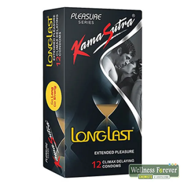 KAMASUTRA LONGLAST CLIMAX DELAYING CONDOMS - 12 COUNT