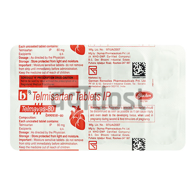 Telmavas 80mg Tablet