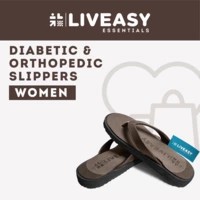 Liveasy Essentials Women's Diabetic & Orthopedic Slippers - Brown - Size Uk 5 / Us 8