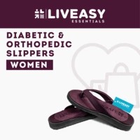 Liveasy Essentials Women's Diabetic & Orthopedic Slippers - Red - Size Uk 7 / Us 10