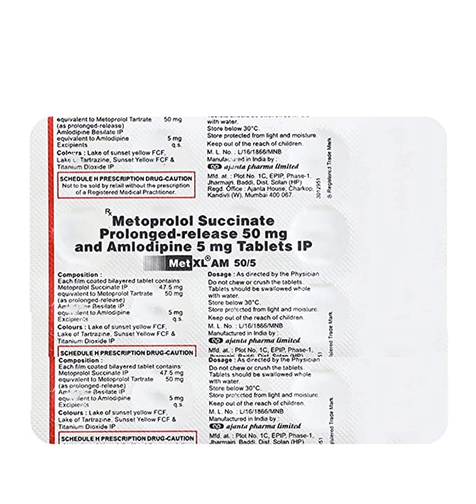 MET-XL AM 50/5MG 20TAB