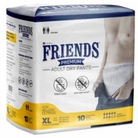 Friends Premium Adult Diaper Xl Waist 30-56 Inch High Absorbency Flexible Waist Band 10's Pack