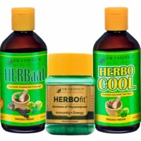 Dr. Vaidya's Ayurvedic Anti Hair Fall Pack | Strengthen & Protect Hair Restrict Hairfall & Promote Hair Growth | Herbocool Oil (200 Ml X 1) Herbaal Shampoo (200 Ml X 1) Herbofit (30 Capsules X 1)