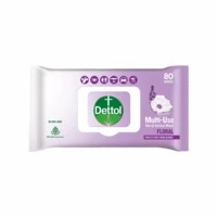 Dettol Disinfectant Skin & Surface Wipes, Floral, Safe On Skin, Ideal To Clean Multiple Surfaces, Resealable Lock - Lid - 80 Count