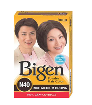 Buy Bigen Powder Hair Color, Medium Brown N40 (6g, Pack of 6) Online, View  Uses, Review, Price, Composition | SecondMedic
