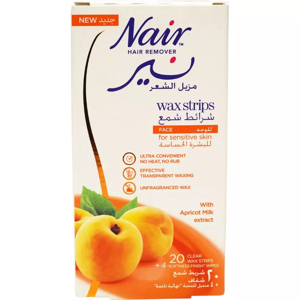 Buy NAIR APRICOT FACE HAIR REMOVER WAX STRIP 1PC Online, View Uses, Review,  Price, Composition | SecondMedic