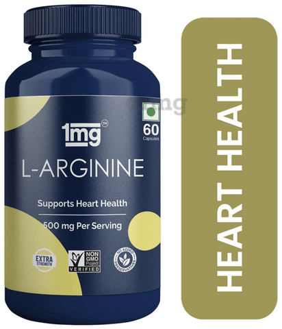 1mg L-Arginine Extra Strength Non GMO Capsule Supports Heart Health 500mg Per Serving