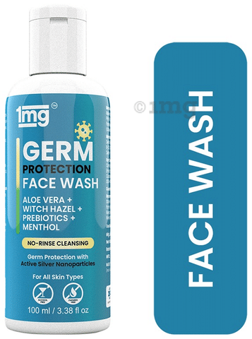 1mg Waterless Face Wash with Aloe Vera, Witch Hazel, Prebiotics, Menthol and Active Silver Nanoparticles for Germ Protection