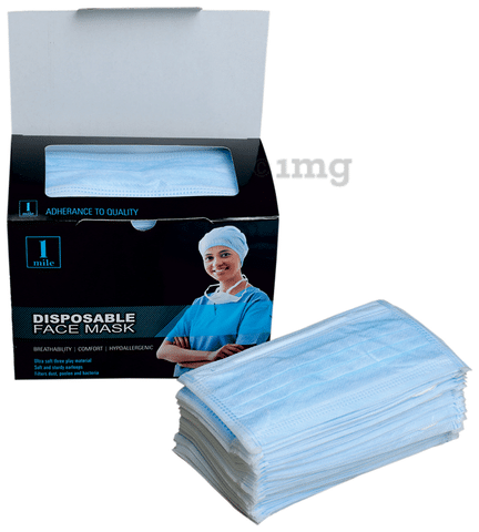 1Mile Disposable 3 Ply Face Mask White