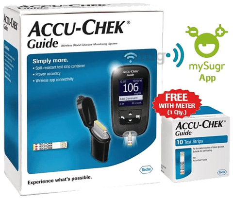 Accu-Chek Guide Wireless Blood Glucose Monitoring System with 10 Test Strips Free