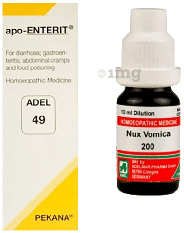 ADEL Stomach Care Combo Pack of ADEL 49 Apo-Enterit Drop 20ml &  Nux Vomica Dilution 200 CH 10ml