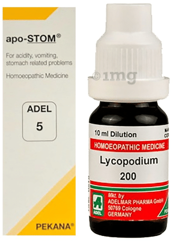 ADEL Stomach Care Combo Pack of ADEL 5 Apo-Stom Drop 20ml & Lycopodium Clavatum Dilution 200 CH 10ml