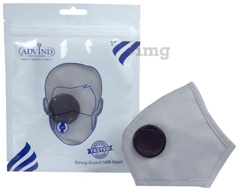 Advind Healthcare Smog Guard N95 Adult Mask with 1 Valve Free Size Grey