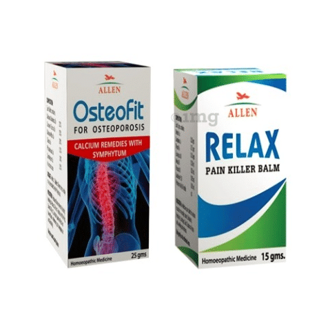 Allen Anti Osteoporosis Combo Pack of Osteofit 25gm Tablet & Relax Pain Killer Balm 15gm