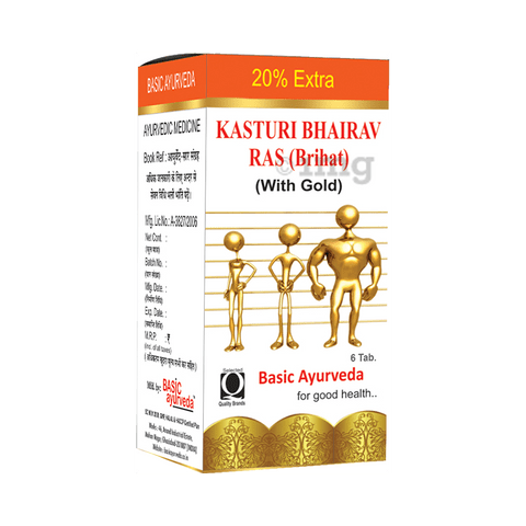 Basic Ayurveda Brihat Kasturi Bhairav Ras with Gold