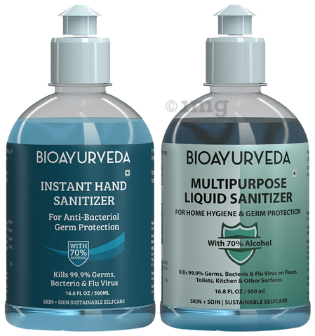 Bioayurveda Combo Pack of Instant Hand Sanitizer 500gm & Multipurpose Liquid Sanitizer 500ml