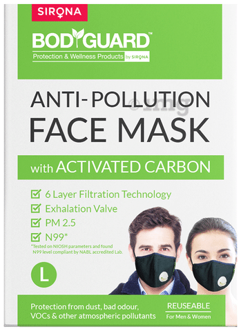 Bodyguard Anti-Pollution Mask with Activated Carbon, N99 + PM2.5 Large