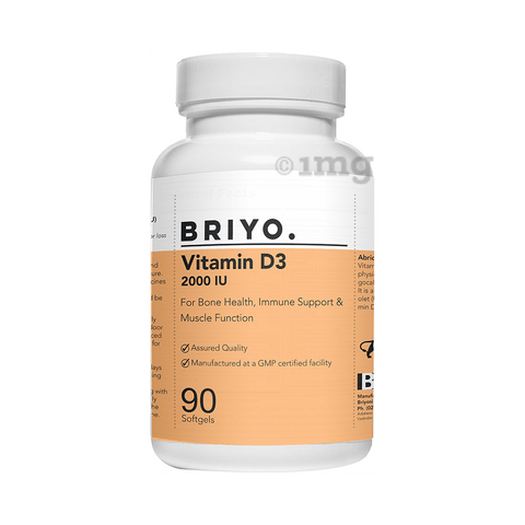 Briyo Vitamin D3 2000IU Softgel for Bone Health, Muscle Function and Immune Support
