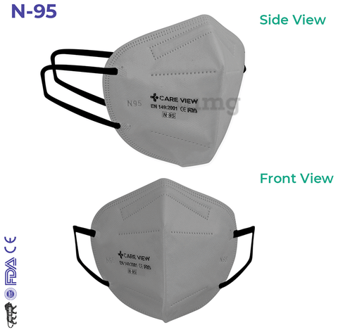 Care View Universal Grey CV1221 N95 FFP2 Certified Earloop with 6 Layers Filtration Protective Mask