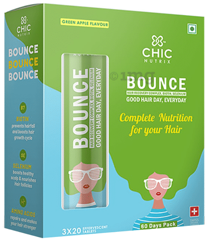 Chicnutrix Bounce Hair Recovery Complex, Biotin, Selenium Green Apple Effervescent Tablet