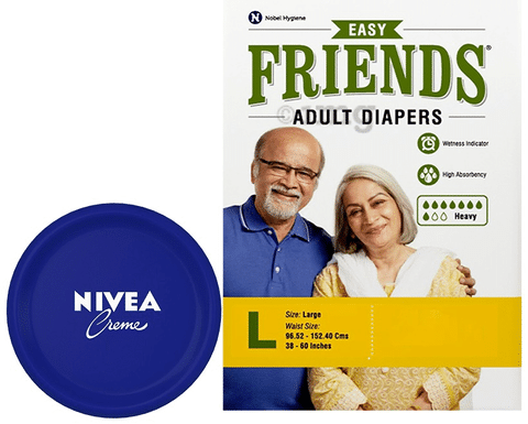 Combo Pack of Friends Easy 10 Adult Diaper, Large & Nivea Creme 200ml