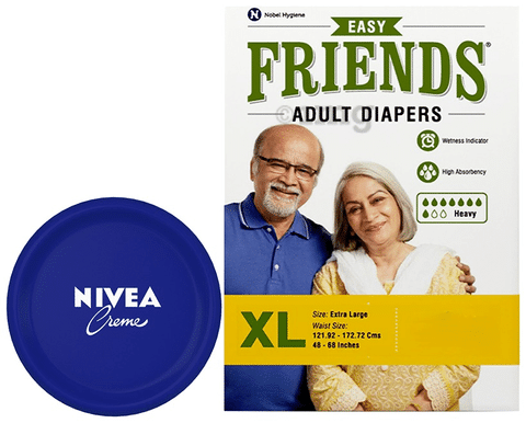 Combo Pack of Friends Easy 10 Adult Diaper, XL & Nivea Creme 100ml